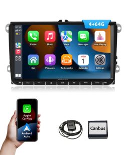 Essgoo 4+64G Autoradio Carplay 9 Zoll Android 14 Wireless Auto Radio Für VW Golf 5 6 Touran B6 EOS Tiguan Polo mit Bluetooth GPS RDS Navi Mirror Link FM SWC