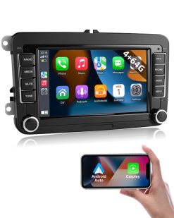Essgoo 4+64G Android 14 Autoradio Für VW Caddy Golf MK5 6 Polo Passat Seat RCD330 mit Wireless CarPlay Androidd Auto,2 Din Radio mit 7 Zoll Touchscereen Bluetooth FM RDS GPS WiFi
