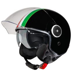 VINZ Neiva Jethelm mit Doppelvisier | Roller Helm mit Italienische Flagge & mit Sonnenblende | In Gr. XS-XXL | ECE 22.06 Zertifiziert | Motorradhelm mit Visier | Viele Farben Erhältlich - Schwarz